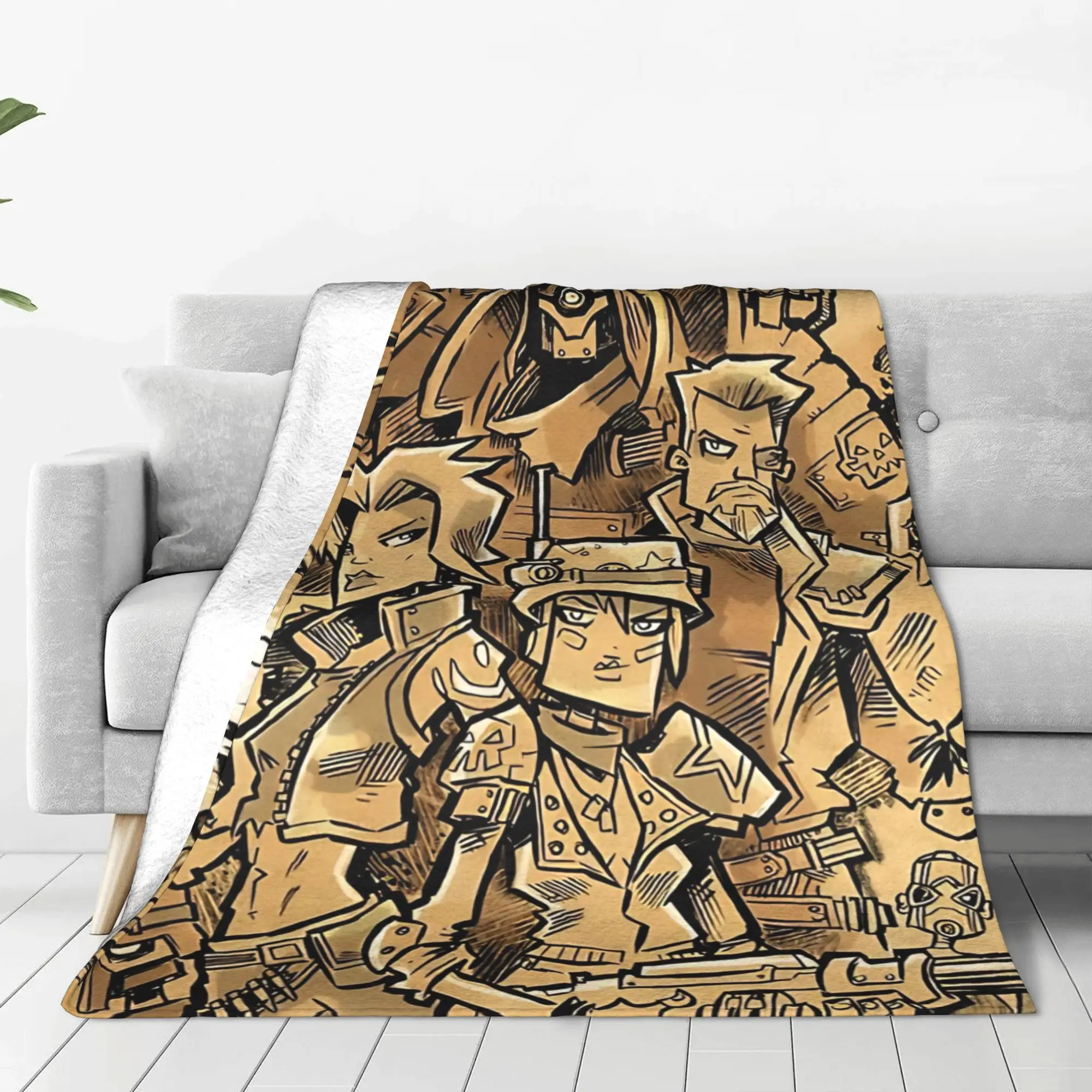 1PC retro comic squad  B-Borderlands Home Room Decorations Winter Blankets For Adults Bedding Home Interior Sofa Knee