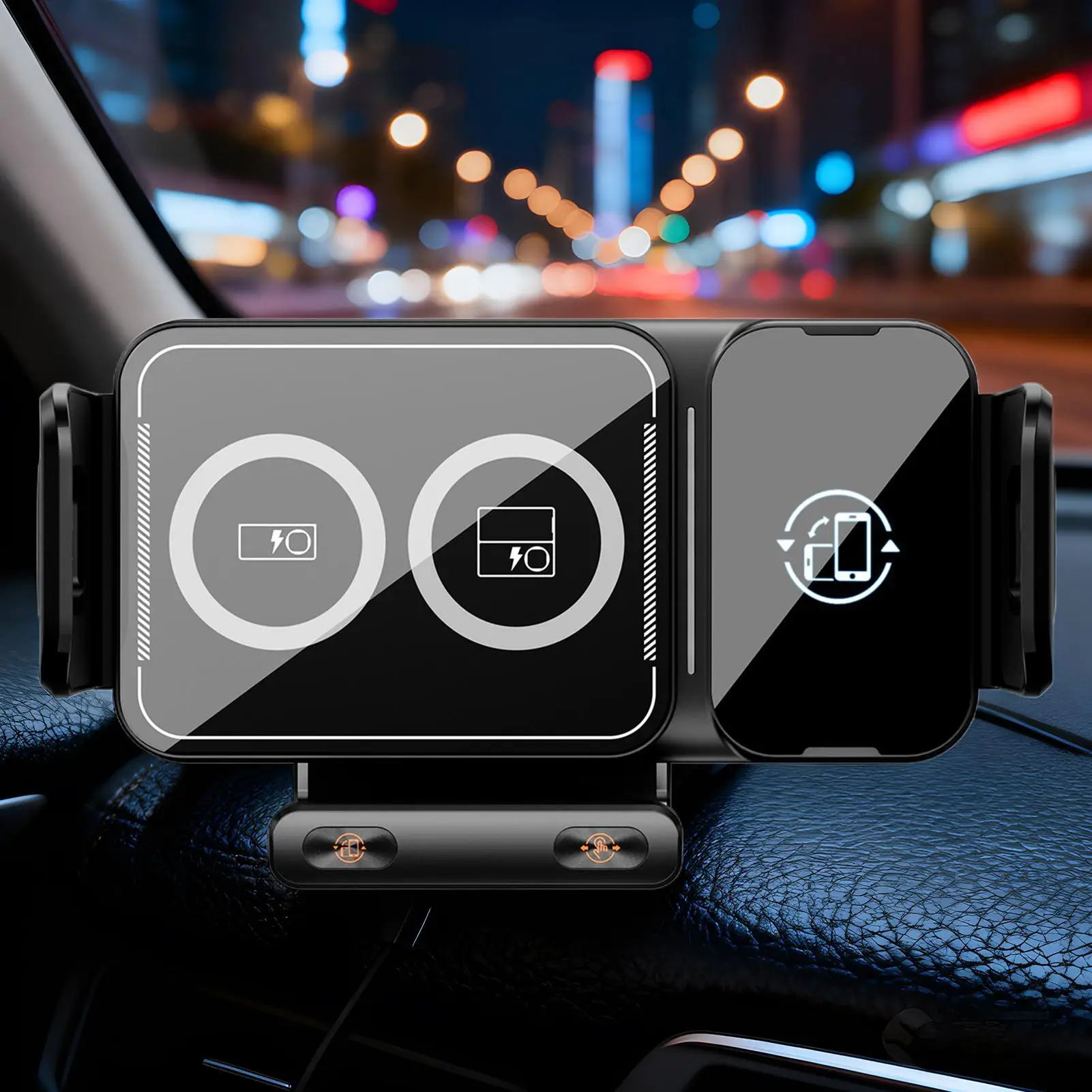 

Беспроводное зарядное устройство для автомобиля, вращающийся кронштейн для вентиляционного отверстия, автоматический зажим, автомобильный держатель для телефона для управления музыкой, потоковая передача видео на каждый день