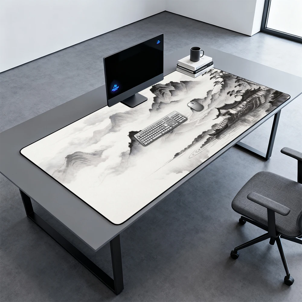 

Chinese Mouse Mat Black White Mousepad Aesthetic Large Japan Mouse Pad 140cm Art Office Work Accessory Gaming Mats 1200x600x5mm