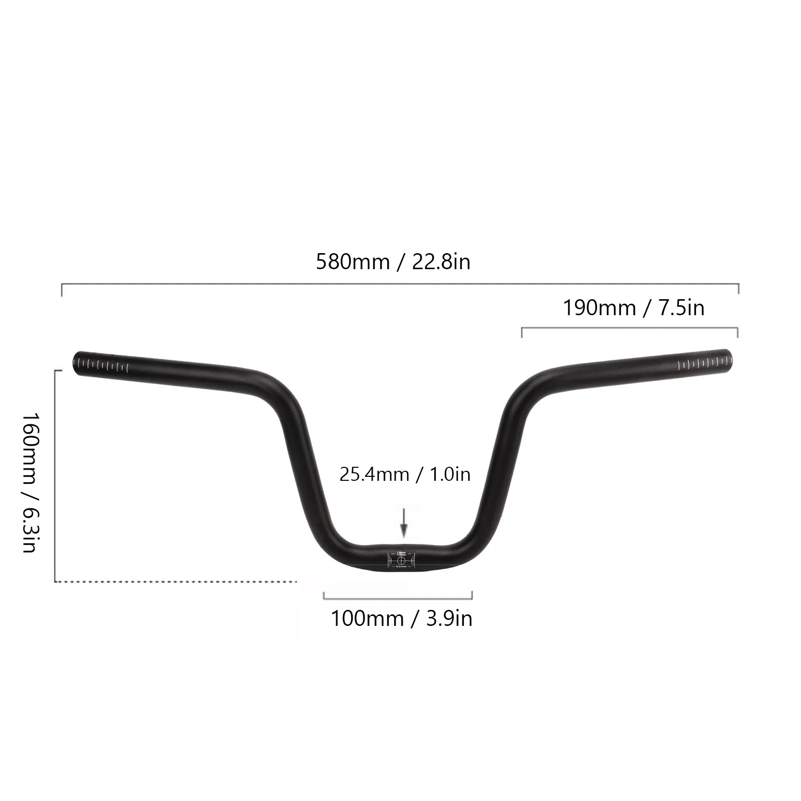 Mountainbike stuurverhoger, trillingsdempend, gemakkelijk schoon te maken, extra lang stuur voor racefietsen, 25,4 mm x 580 mm, voor fietsen.