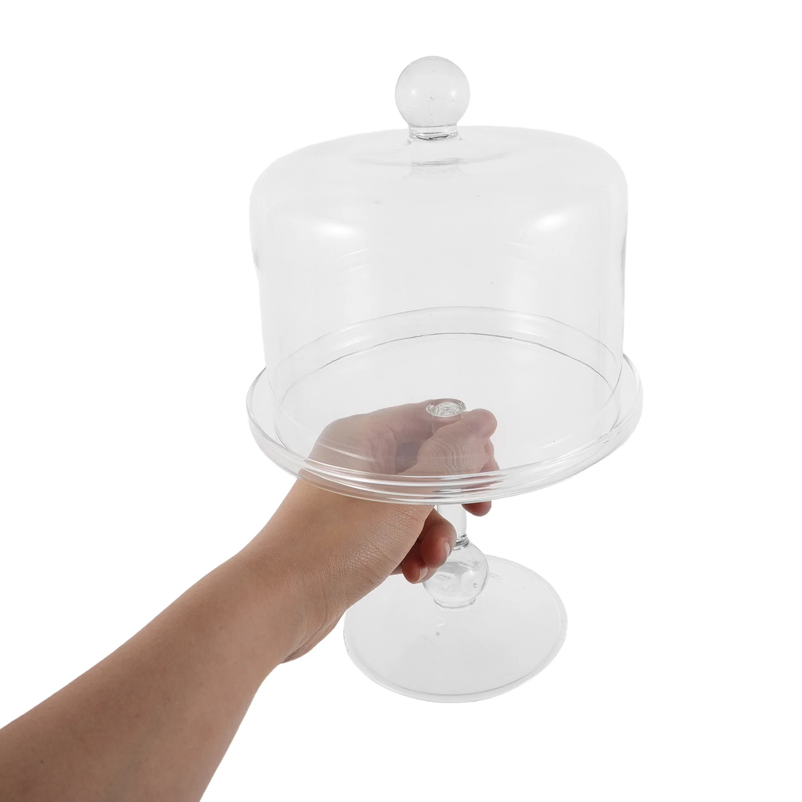 

Elegant Glass Pedestal Cake Stand with Cover Dustproof Dessert Display for Birthday Wedding Party Serving Tray