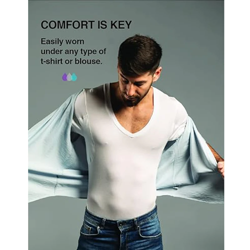 Stop The Embarrassing Problem Of Marks, And Excessive Sweating Armpit Sweatproof Barrier Undershirt T Shirt