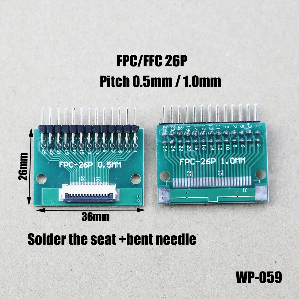 1pc FPC FFC Adapter Board 0.5mm 1.0mm To 2.54mm Connector Straight Needle And Curved Pin 6 8 10 12 20 24 26 30 40 50 Pin WP-059