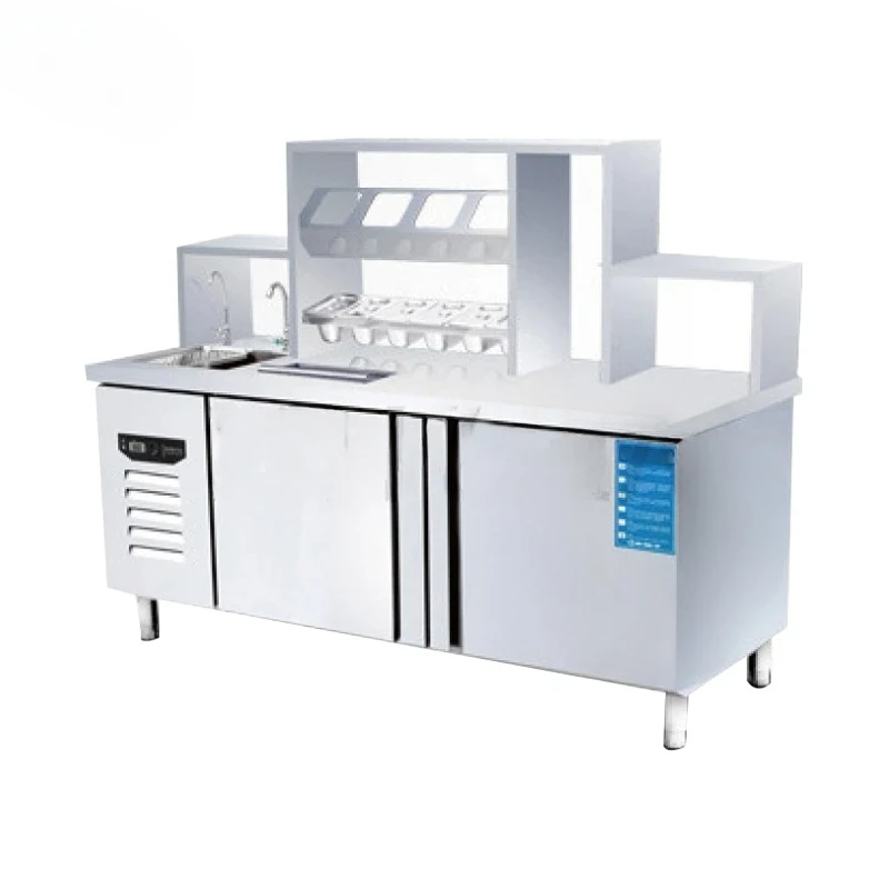 Factory Price Refrigerated Frozen Bubble Tea Working Bench Cocktail Station Bar Counter