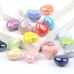 15x12mm Heart Shape Colorful Ceramic Beads DIY Charms Beads for Jewelry Making Bracelet Necklace Accessories Wholesale Supplies