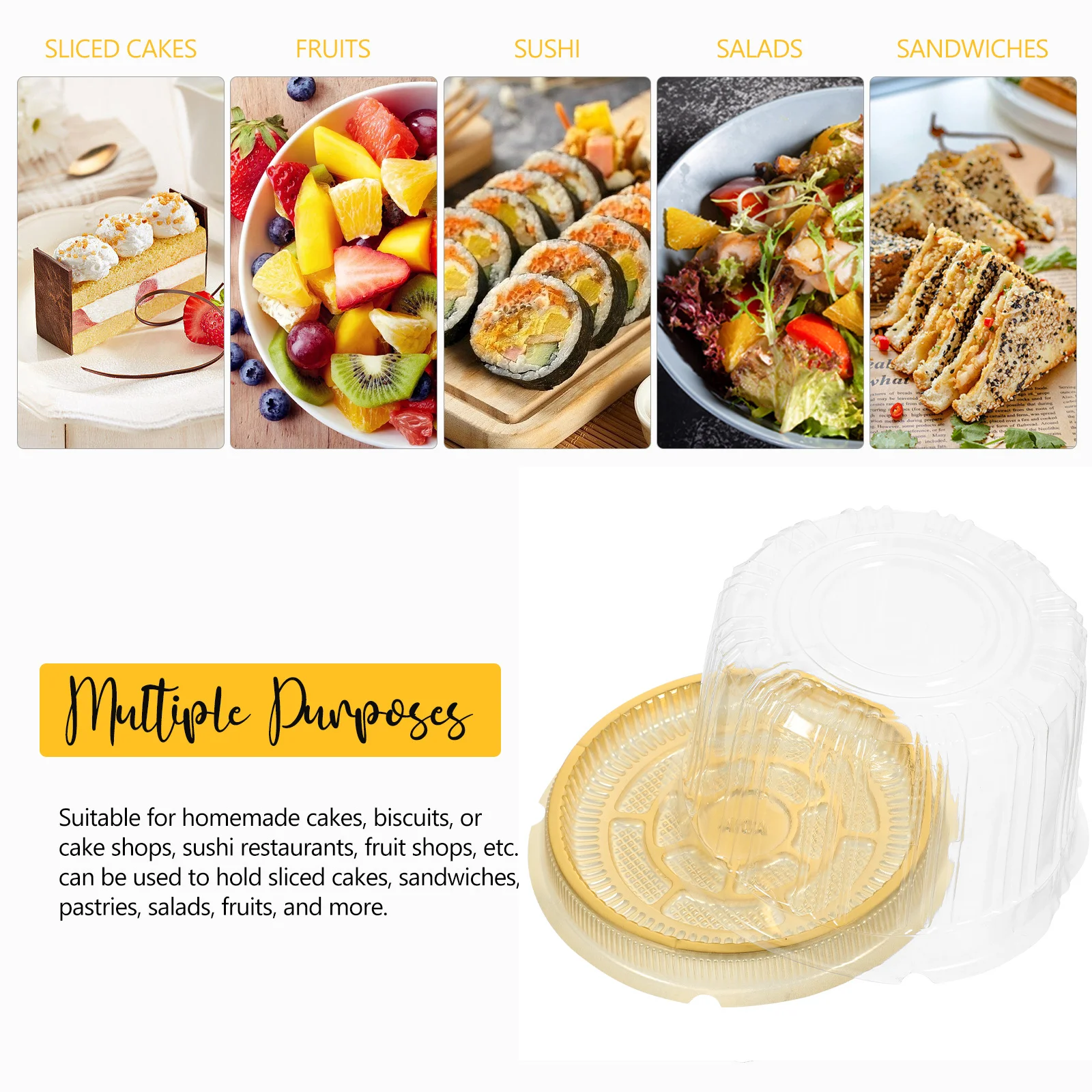 

10pcs Cake Cheese Storage Box 4Inch Clear Plastic Containers With Lids For Cake Cupcake Packaging Carrier Slice Treats Party