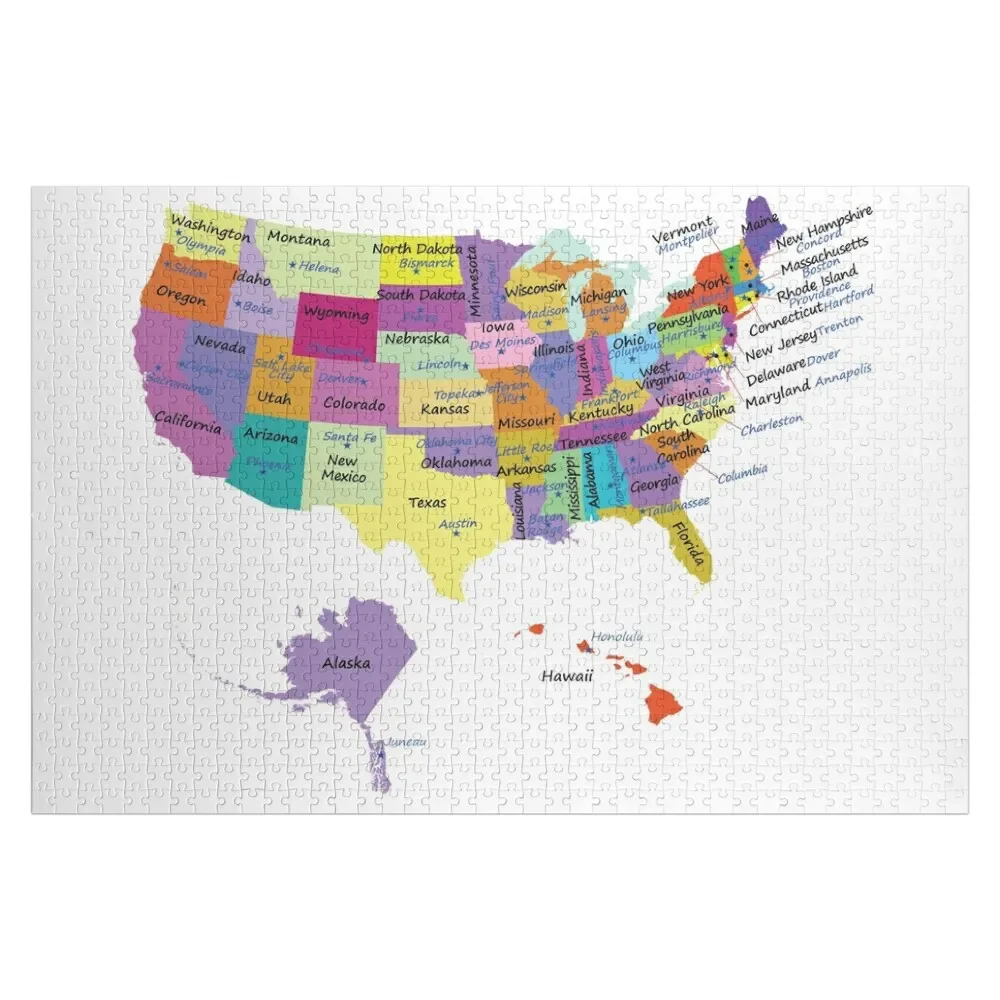 

USA map with states and capital cities Jigsaw Puzzle Anime Custom Gift Puzzle