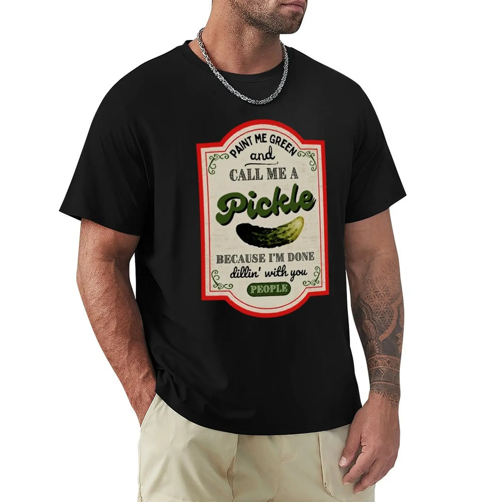 Paint Me Green And Call Me A Pickle Funny Pickle Lover 1 T-Shirt Basic Short Sleeve Cotton Blend T-Shirt