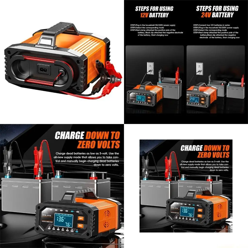 

D0AB 12 В/24 В автомобильное зарядное устройство с ЖК-дисплеем, интеллектуальное устройство для подзарядки, автомобильные