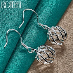 Doteffil 925 Sterling Zilver Holle Bal Oorbellen Voor Vrouw Bruiloft Prachtige Mode Sieraden