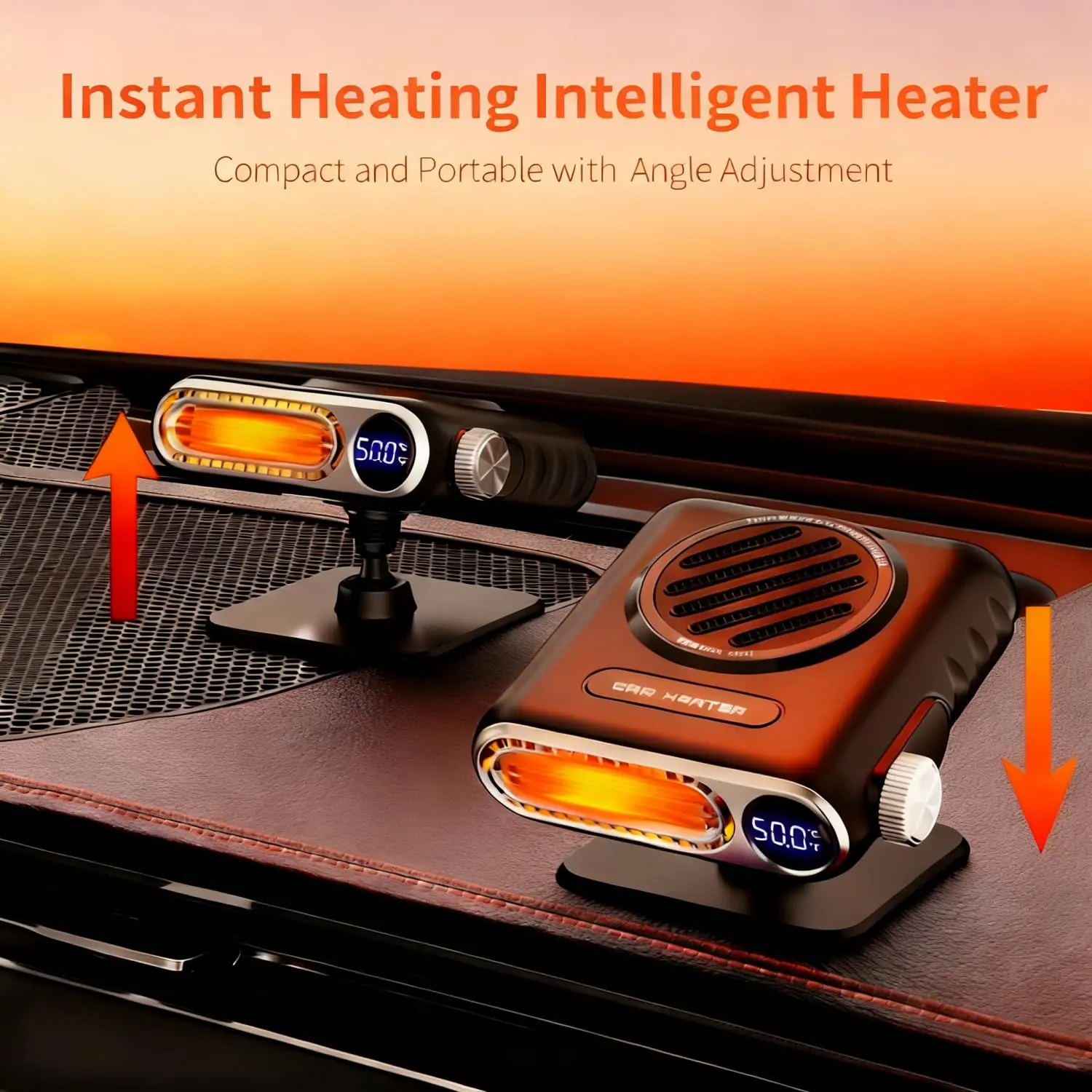 

12/24V Car Heater Portable Defogger Defroster Heater Fan 150W Dryer Windshield Defogger with Temperature Display Car Accessories