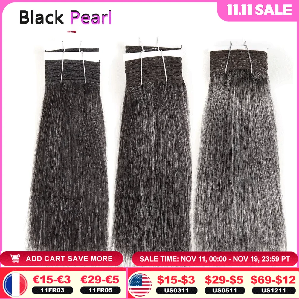 

Sleek Yaki Straight Gray Hair Bundles Brazilian Hair Weave Bundles Silver Grey #44 #34 51# For Black Remy Human Hair Extensions