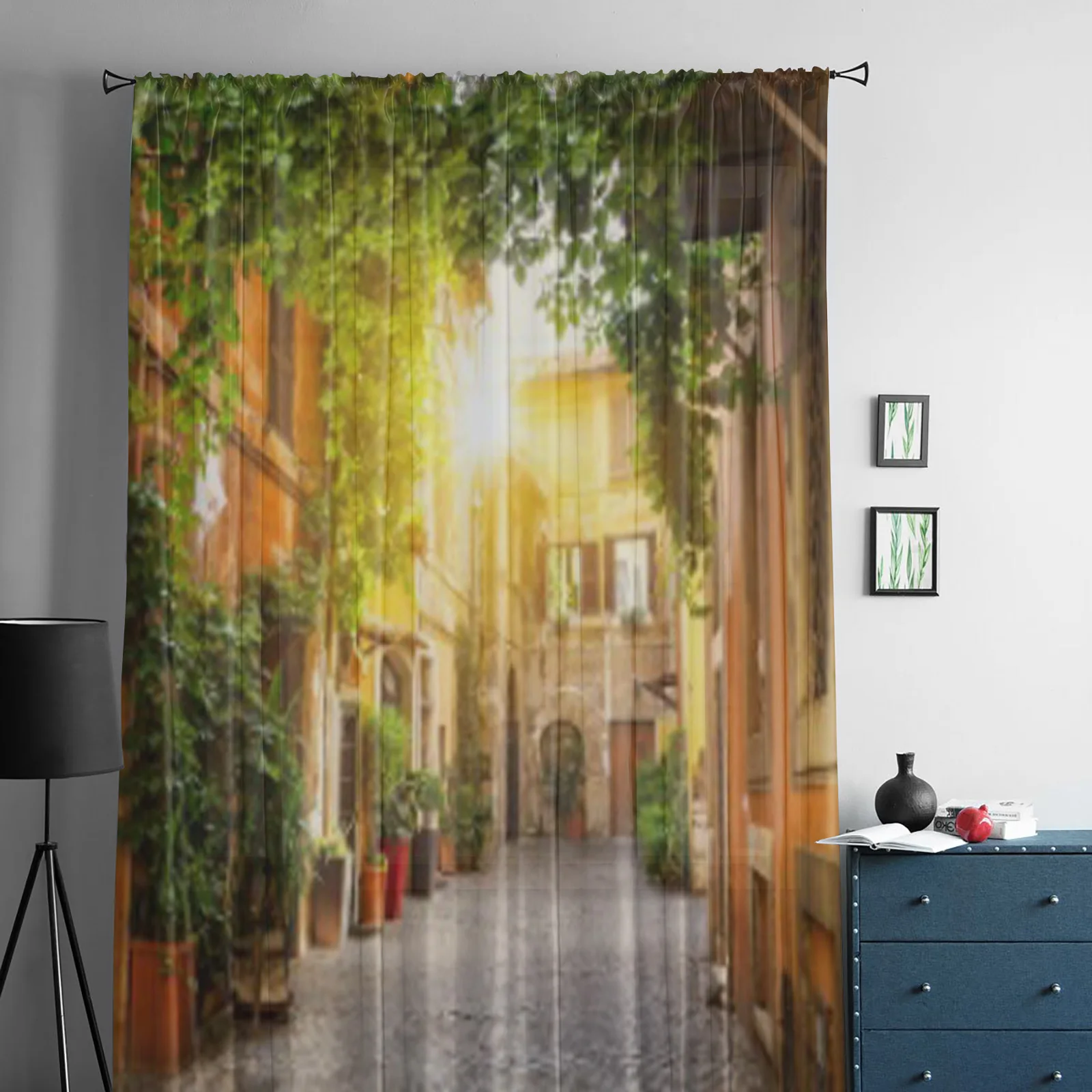 Rome Italy Roman Building Roma Old Street Chiffon Sheer Curtains for Living Room Bedroom Window Curtain Voiles Tulle Cortinas