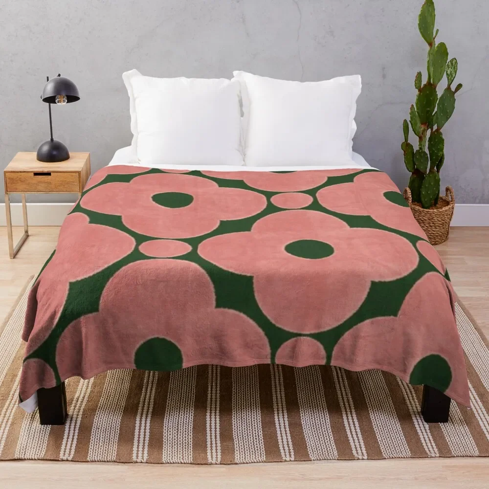 Orla kiely flower design, green color kiely , orla kiely art Throw Blanket Fluffy Shaggy Fashion Sofas Sofa Bed Blankets