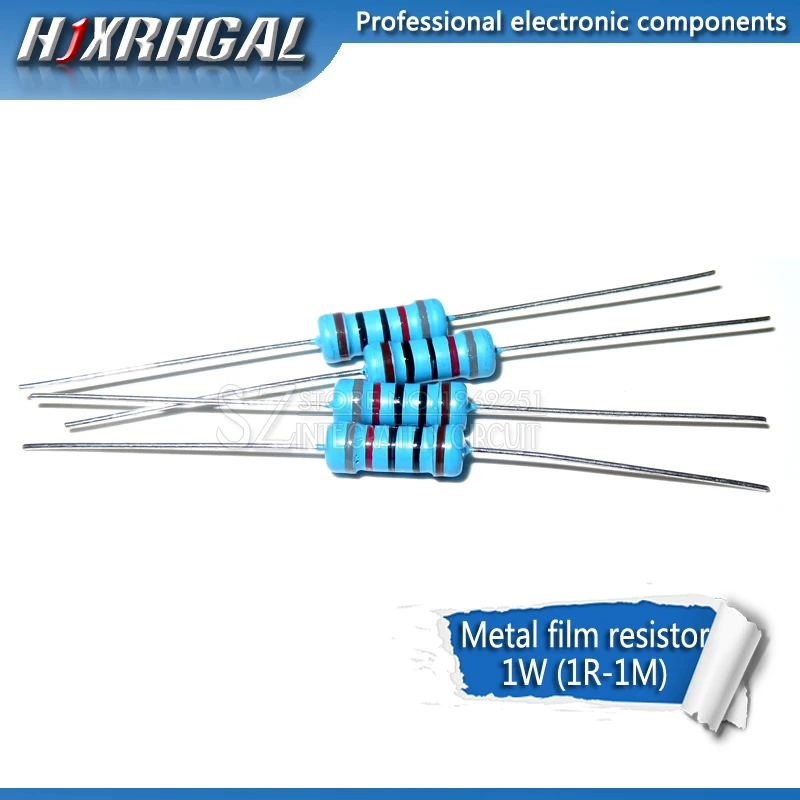 1000pcs 1W Metal film resistor 1% 1R ~ 1M 2R 10R 22R 47R 100R 330R 1K 4.7K 10K 22K 47K 100K 330K 470K 1 2 10 22 47 100 330 ohm