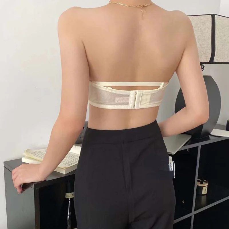 レディースTチューブトップ滑り止めインビジブルストレージ超薄型ストラップレス衣類プラスサイズブラ