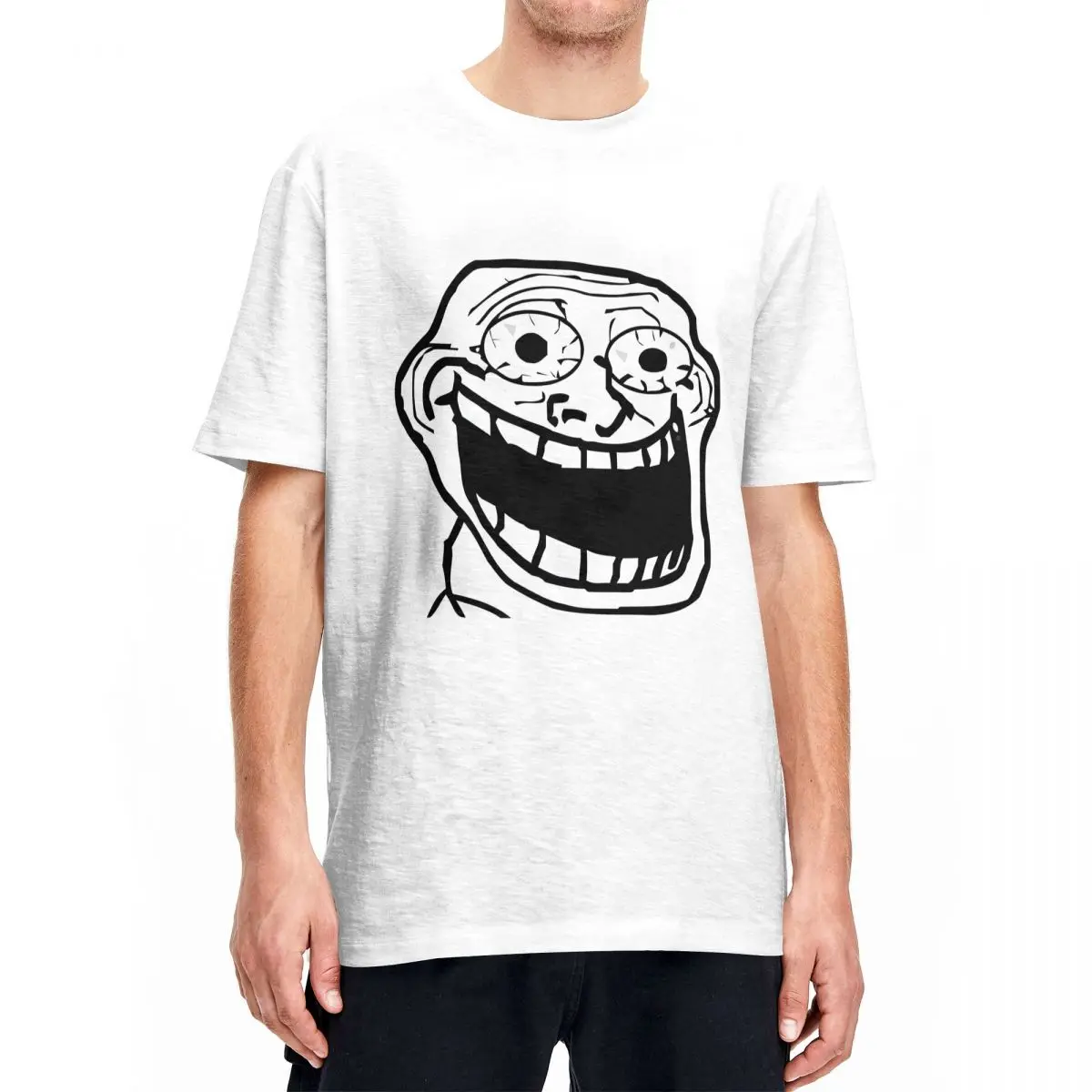 RAGE COMIC Schizo Troll Face T Shirt Men Women's Pure Cotton Vintage T-Shirts Crew Neck Tees Short Sleeve Tops Unique