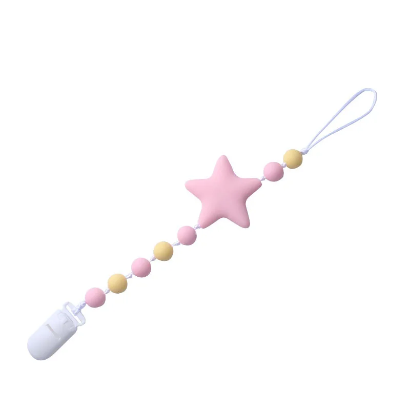 newborn Anti-drop Chain Pacifier Clips Silicone Beads Infant Nipple Appease Soother Chain Clips Baby Dummy Holder Nipple Clip