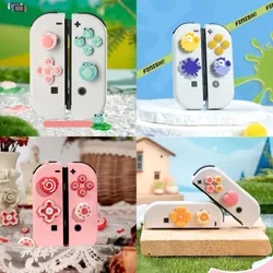 Cute D-pad Cross Button ABXY X Key Sticker Joystick Thumb Stick Grip Cap Cover For Nintendo Switch NS Oled Joy-con Skin Case
