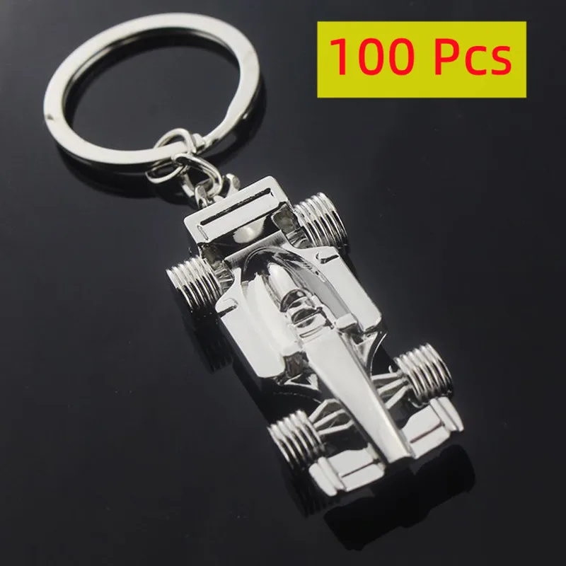 

100 Pcs F1 Keychain Racing Activity Gift Personality Pendant Key Buckle Silver Color Car Key Chain Men's Jewelry Keyring