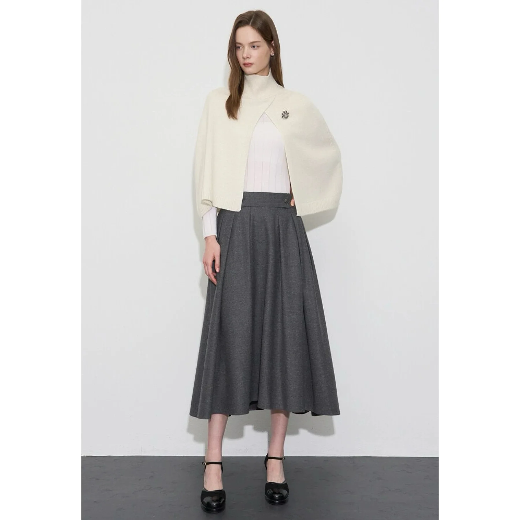 الليمون الجبن 0BZ25 الخريف Faionable وشاح من الصوف دبوس عالية طوق التخسيس تنوعا محبوك سترة المرأة Faion