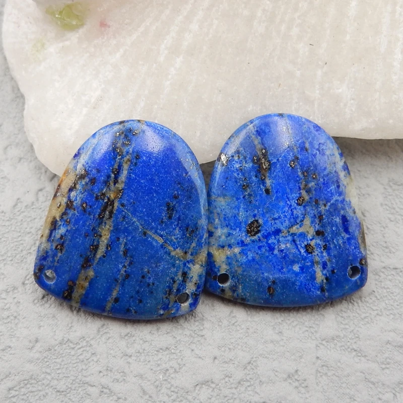 Natural Lapis Lazuli  Fashion Woman Semi-circular double hEarrings bead ,Semi-precious stones jewelry accessories 21x18x3mm5.5g