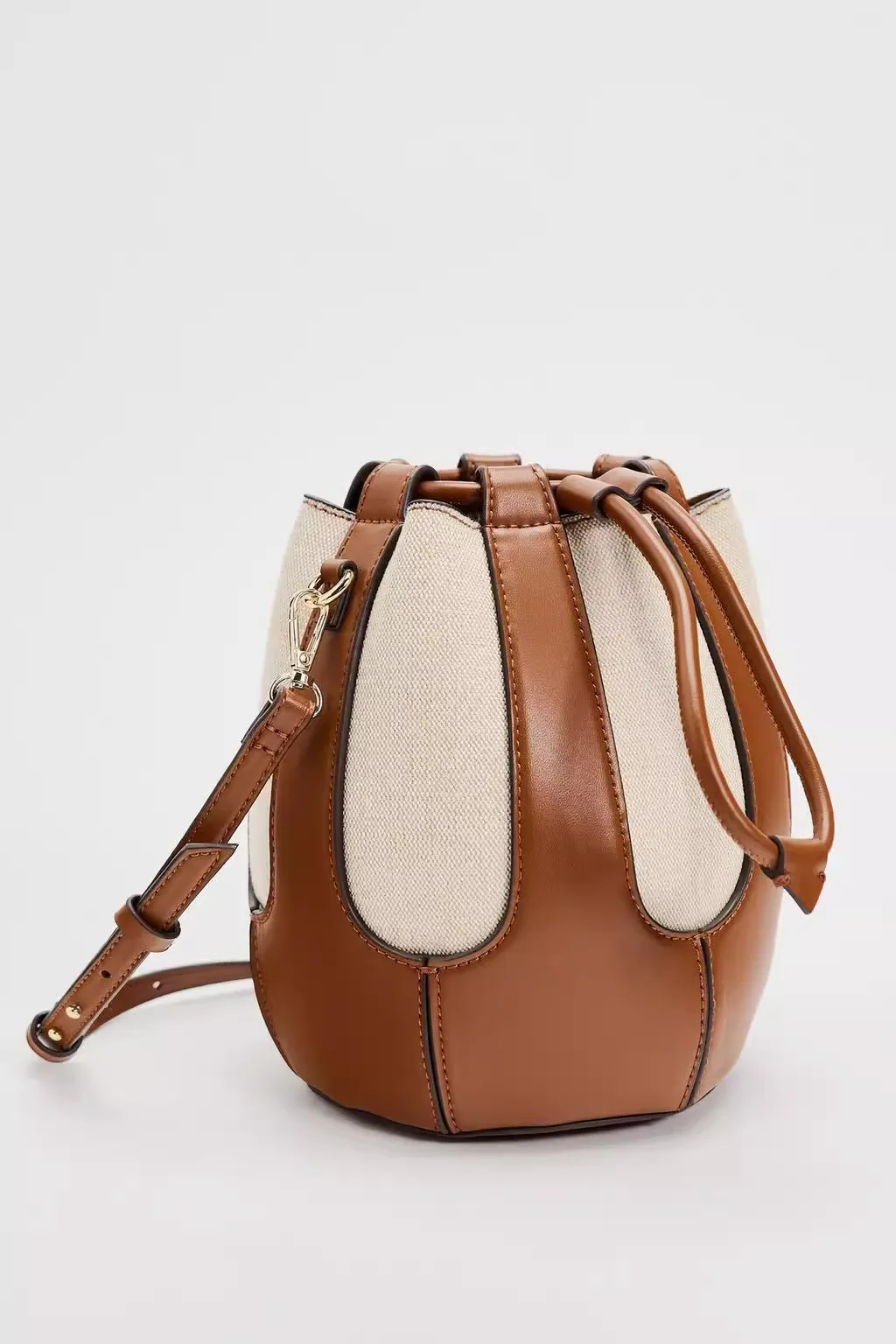 Women Shoulder Bags Cylinder PU Leather Bucket Ladies Crossbody Bag Casual Drawstring Handbags Purse for Travel Shopping