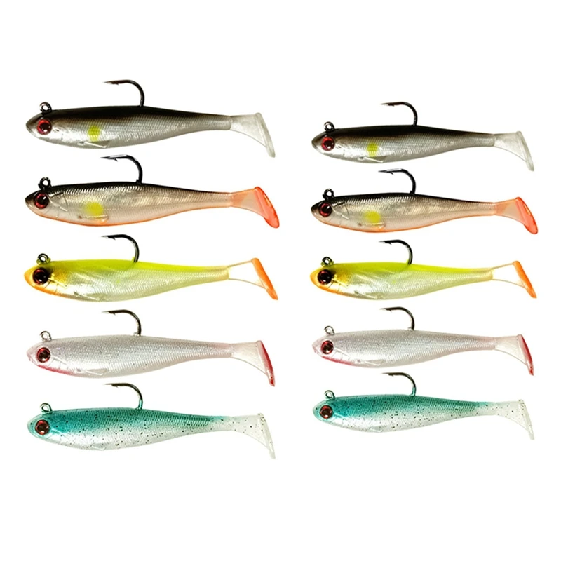 10 Pcs Soft Fishing Lures Jig Heads Paddle Tail Swimbait For Bass Fishing 6.4G 12.3G Fishing Lures For Freshwater Saltwater