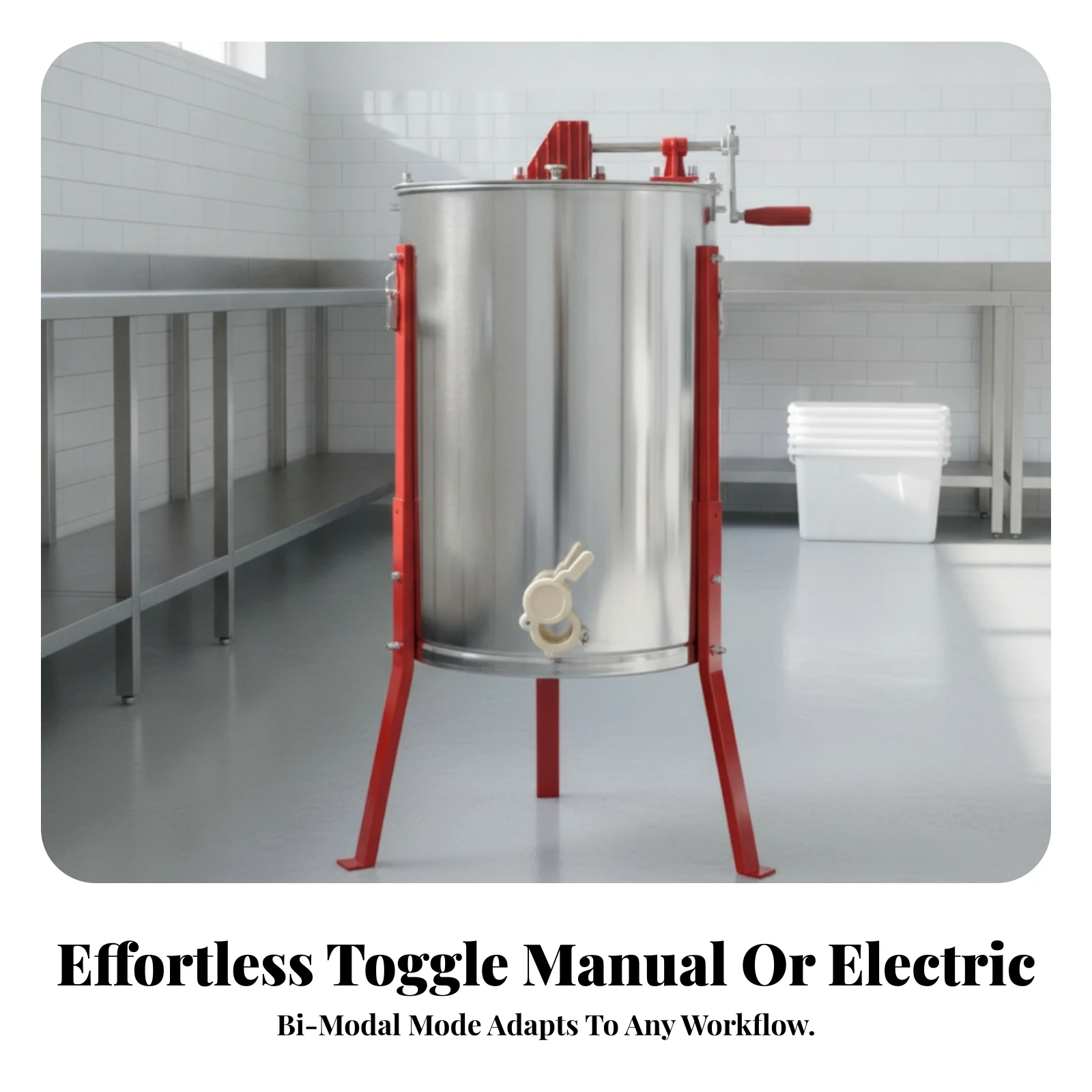 Stable Stand Rust-Resistant Freestanding Honeycomb Drum Rotator 4-Frame Honey Extractor Apiary Tools Beekeeping Gear view 6