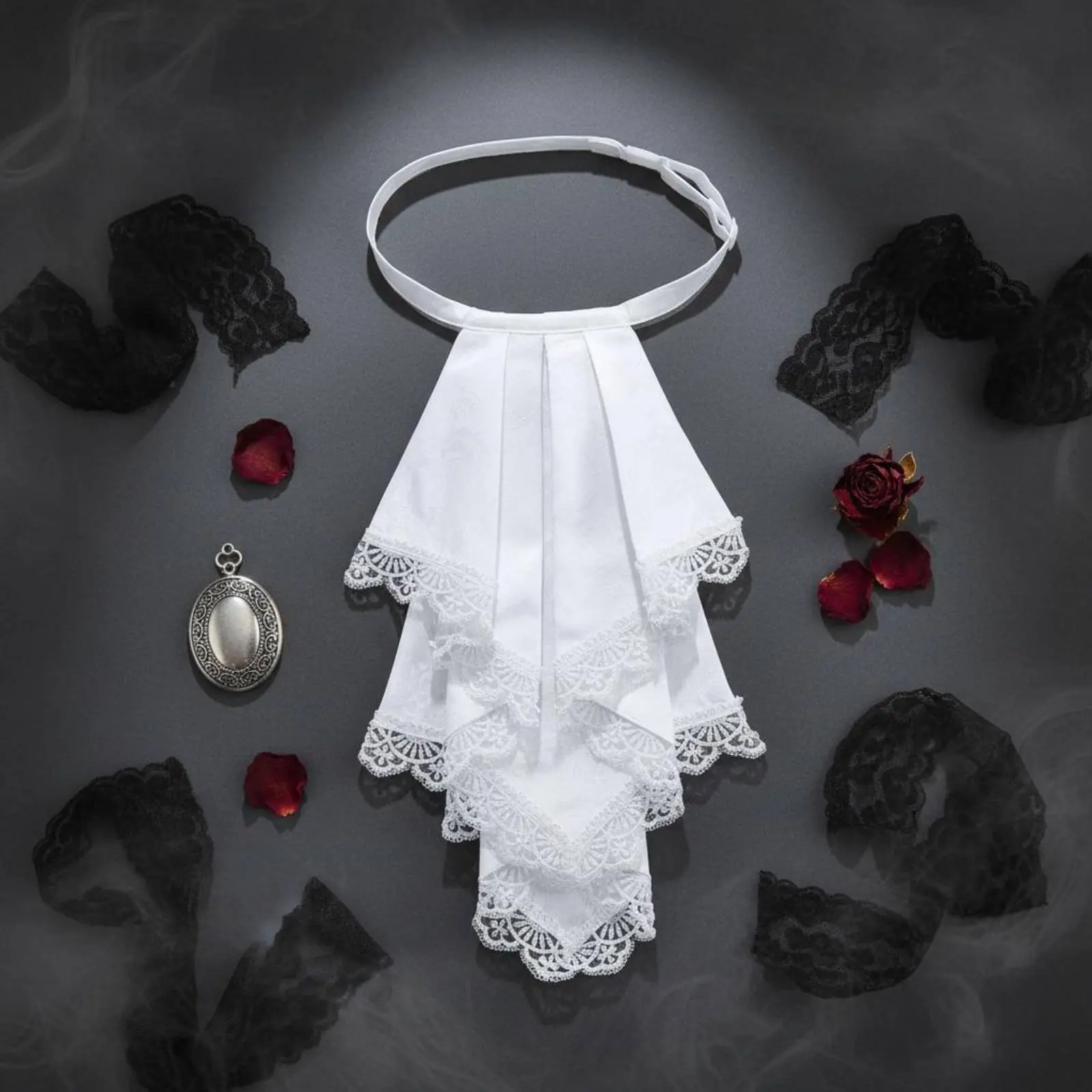 

Antique Jabot Collar Gothic-Inspired Jabot Antique Neck Tie Vintage Lace Neck Scarf Lightweight for Women, Costume Party