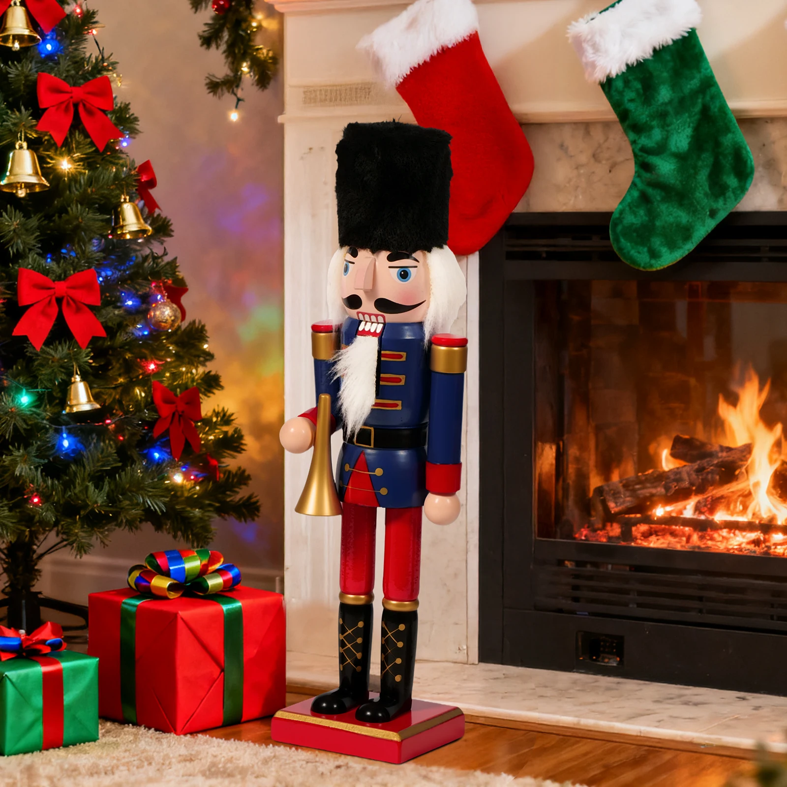 

Handcrafted Wooden Soldier Nutcracker Puppet, Desktop Ornament, Christmas Home Decoration, Unique Holiday Craft Project & Gift