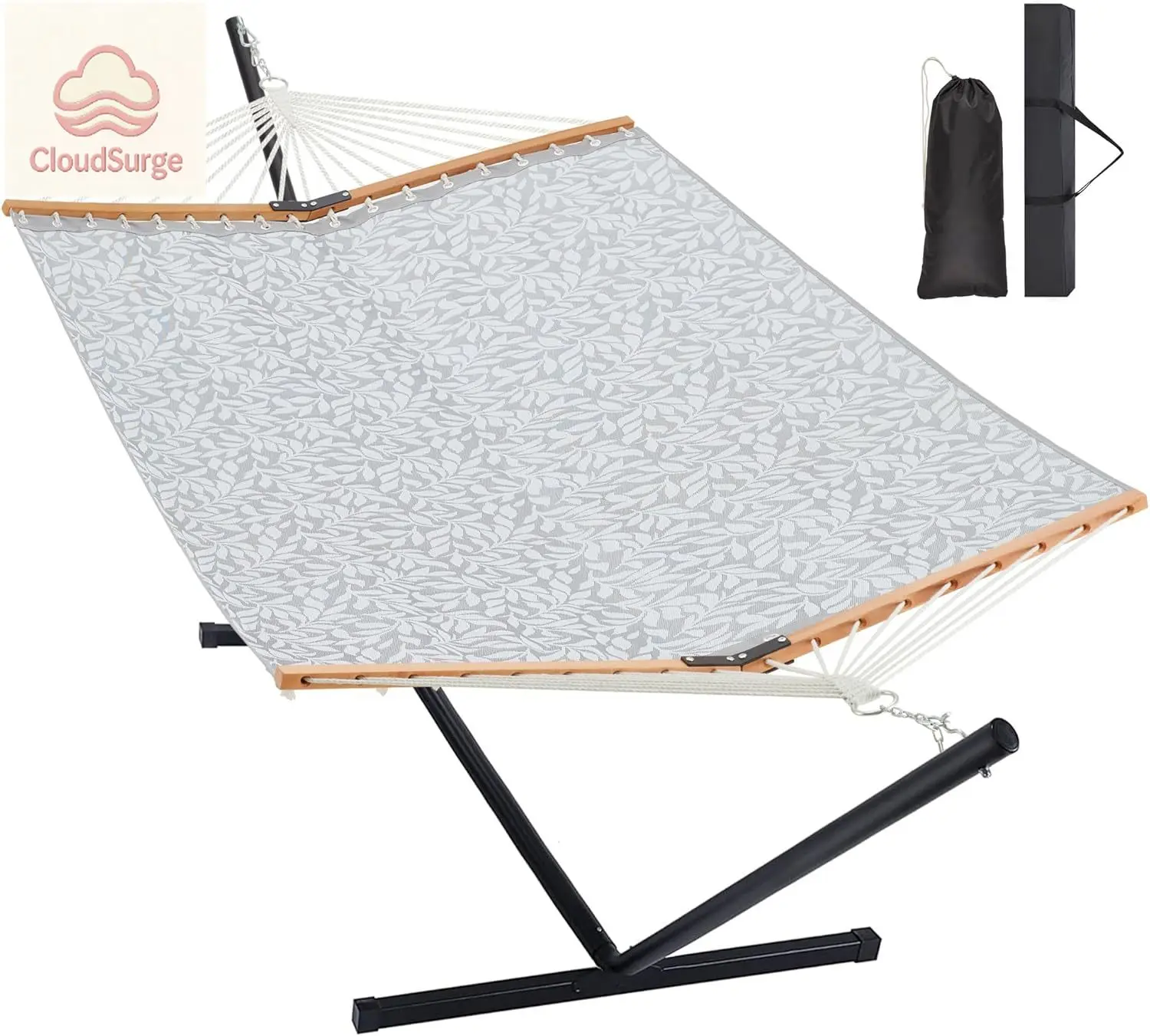 

Двухместный гамак с подставкой для улицы, сверхпрочный, для патио, с портативной стальной стойкой, большой двойной гамак.