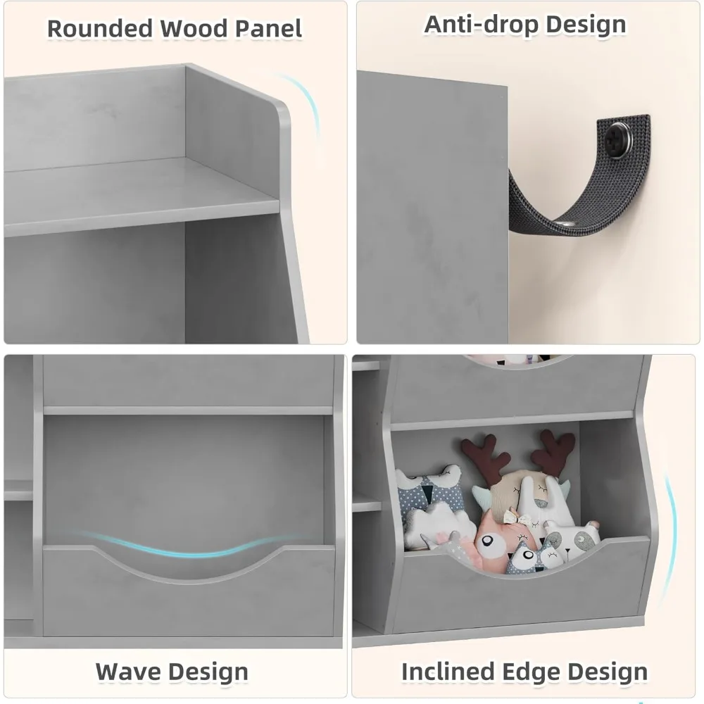 منظم مكعب تخزين خشبي من 3 طبقات مع رف علوي واسع لكتب وألعاب الأطفال #4