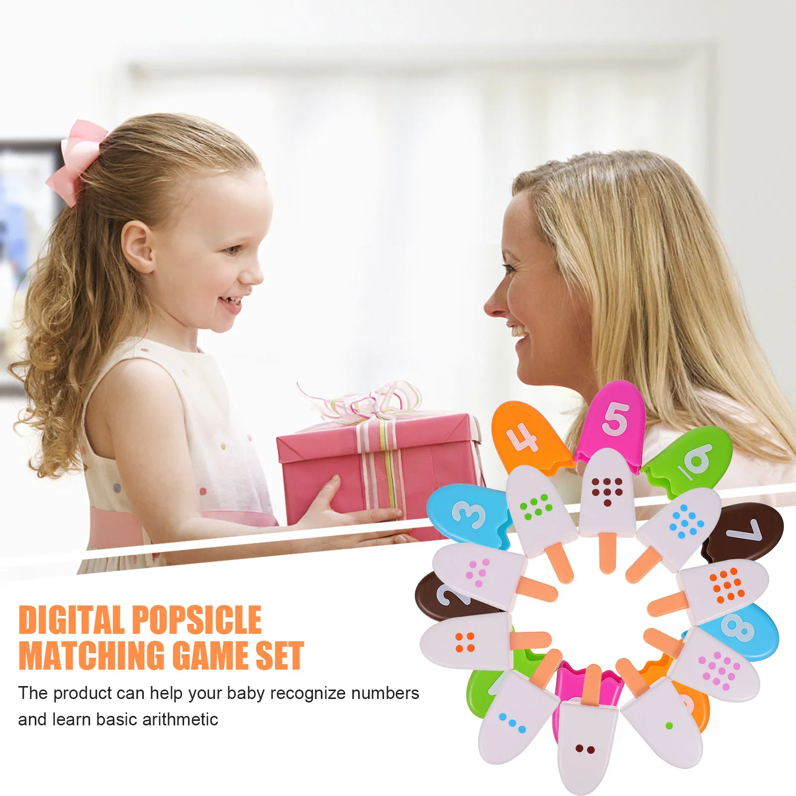 

1Set Digital Popsicle Matching Game for Kids Number Recognition Learning Educational Play Set Colorful Arithmetic Activity