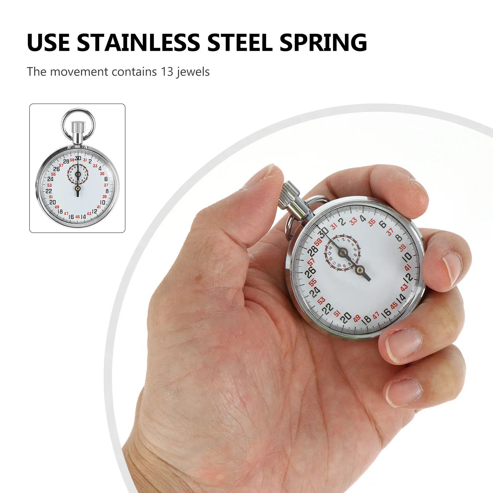 

Compact Mechanical Stopwatch Heavy Duty Shockproof Water Resistant Corrosion Proof Large Screen Teaching Aid Physics Experiment