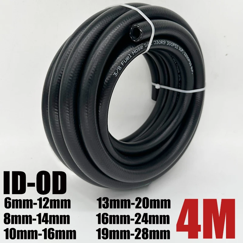 

4M NBR Petrol Diesel Oil Resistant Rubber Tube Hose 6 8 10 13 16 19mm Diameter Flexible High Pressure Automobile Pipe