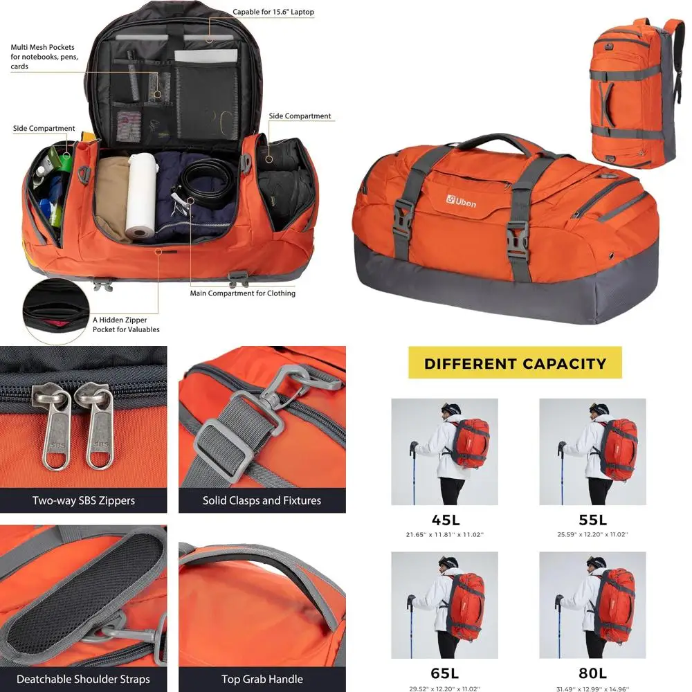 

4-Way Weekender Sports Bag with Shoe Compartment, Padded Straps for Camping, Travel, and Gym Use