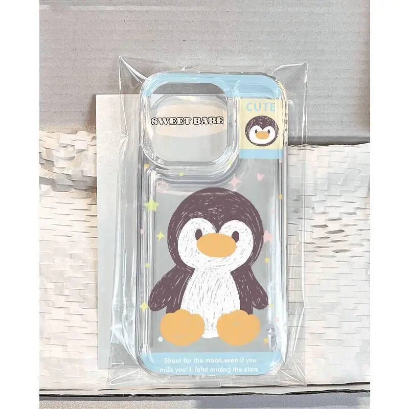 SEIRASSIM cartoon penguin phone case for iphone 16 pro max 15 plus 14 13 11 12 silicone back cover for iphone xr xs x 7 8 se2020