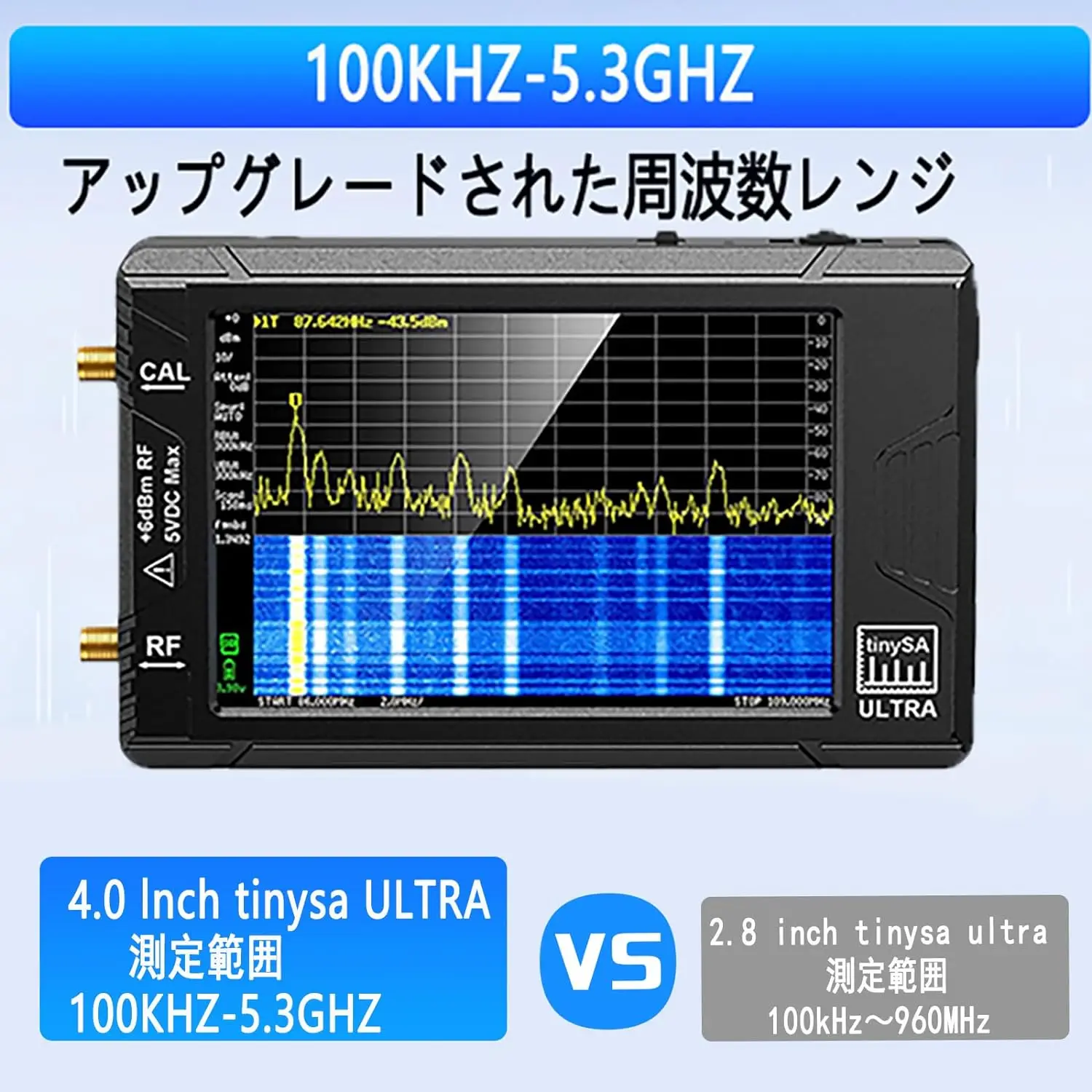 2in1 TinySA Spectrum Analyzer and Signal Generator 100kHz-5.3GHz Handheld Frequency Analyzer 2-in-1 Signal Generator