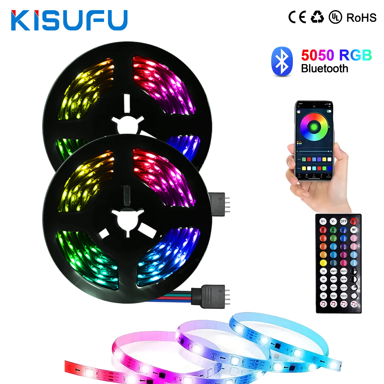 USB 5050 Led Strip Lights RGB Bluetooth APP Control 50cm 1M 5M Self-adhesive Flexible Diode Tape For TV Living Room Lamp Ribbon