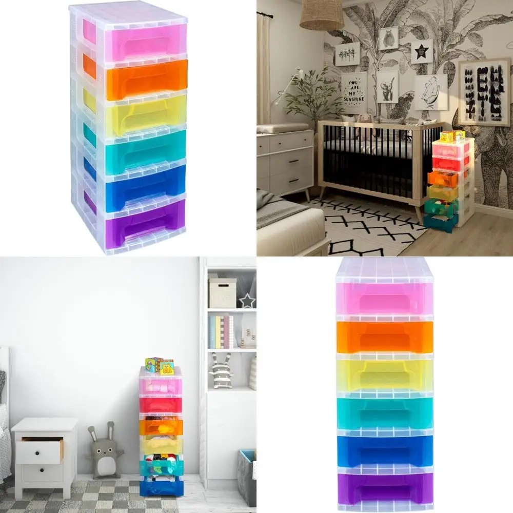 

6-Drawer Plastic Storage Cart Organizer with Removable Wheels, Home Office Supplies, Multicolored Storage Solution