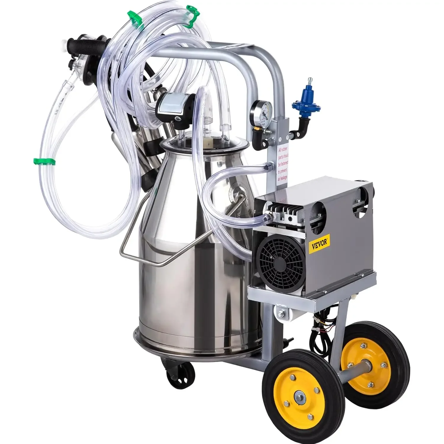 Electric Milking Machine 25L,Milker Machine 5-8 Cows per Hour, 0.55KW 1680 RPM Milking Equipment with 25L 304 Stainless