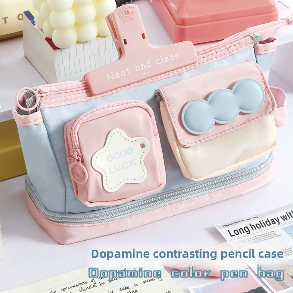 

Multilayer Y2K Star Stationery Bag Desktop Storage Handheld Korean Pencil Case Large Capacity Aesthetic Ins Pencil Pouch Office