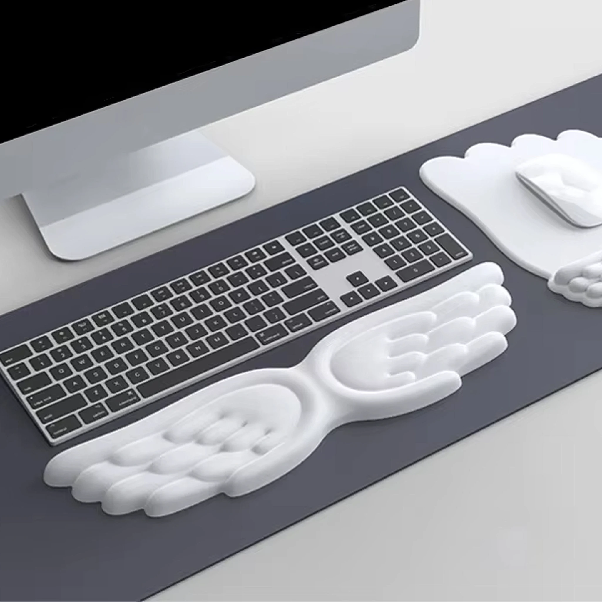 Ergonomic Angel Wings Keyboard Wrist Guard Memory Foam Anti-Slip Silicone Wrist Rest Pad for Laptop Computer Typing Table Mat