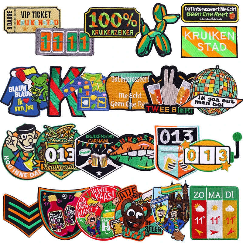 Niederländische Karnevalsabzeichen Kruikenstad bestickte Aufnäher zum Aufbügeln für Kleidung, Festival, Abzeichen, Kostüm, Hut, Souvenir-Kollektion