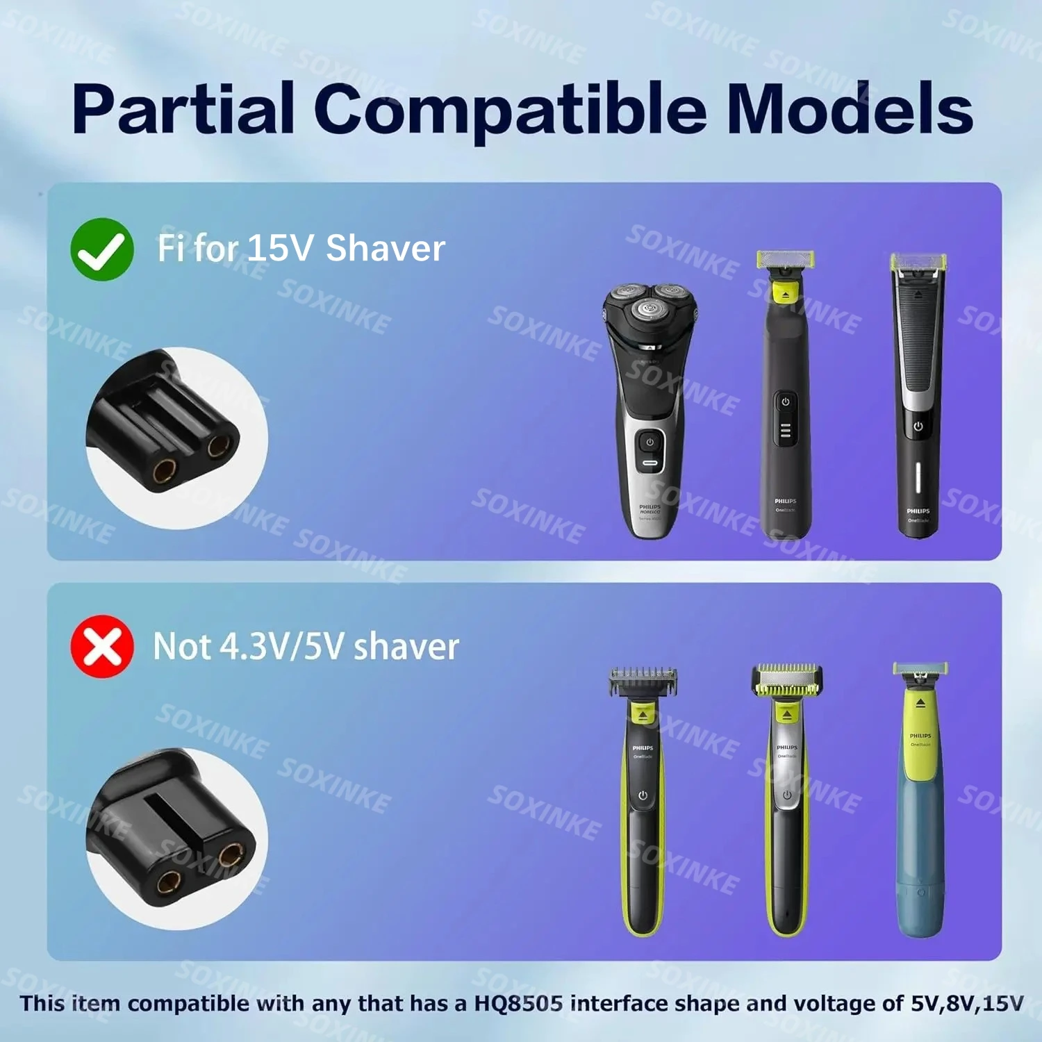 Type-C Shaver Adapter Charging Converter 15V HQ8505 for Philips Norelco One Blade Pro QP6520 QP6530 QP6510 Beard Trimmer
