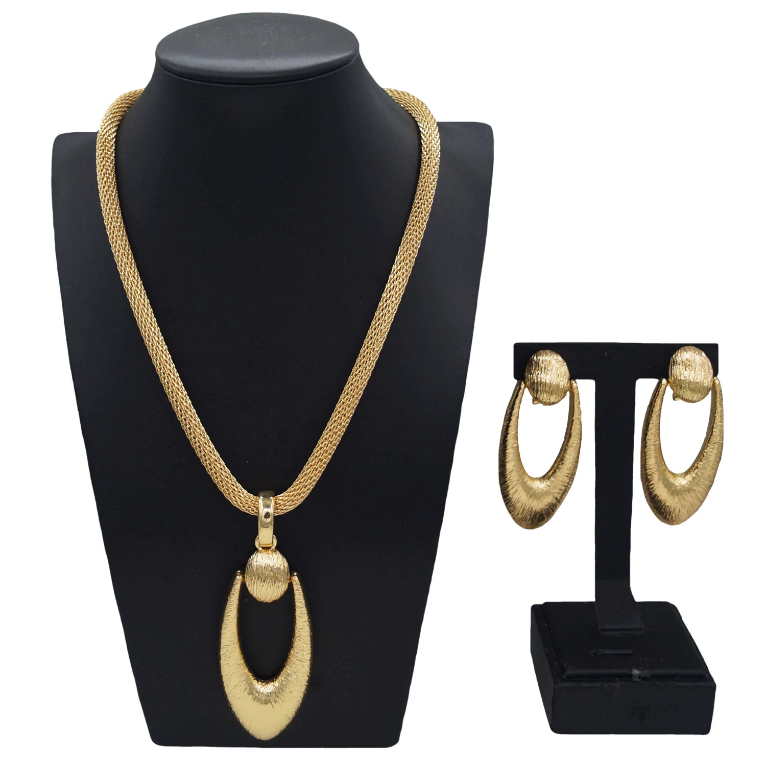 2-teiliges Damen-Schmuckset mit Halskette und Ohrring, Dubai, vergoldetes Schmuckset, Tropfen-Anhänger, Schmuck, Geschenkzubehör