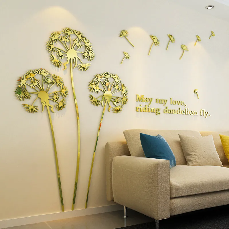 

3D DIY Dandelion Wall Sticker for Living Room, Bedroom, Home Decor, Acrylic Mural Stickers, Mirror Wall Art Wallpaper