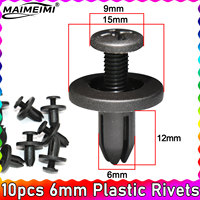 10pcs 6mm Door Panel Clip Fastener Rivet Bumper Clip Retainer Car Interior Retaining Accessories Car Fastener Clip Mixed