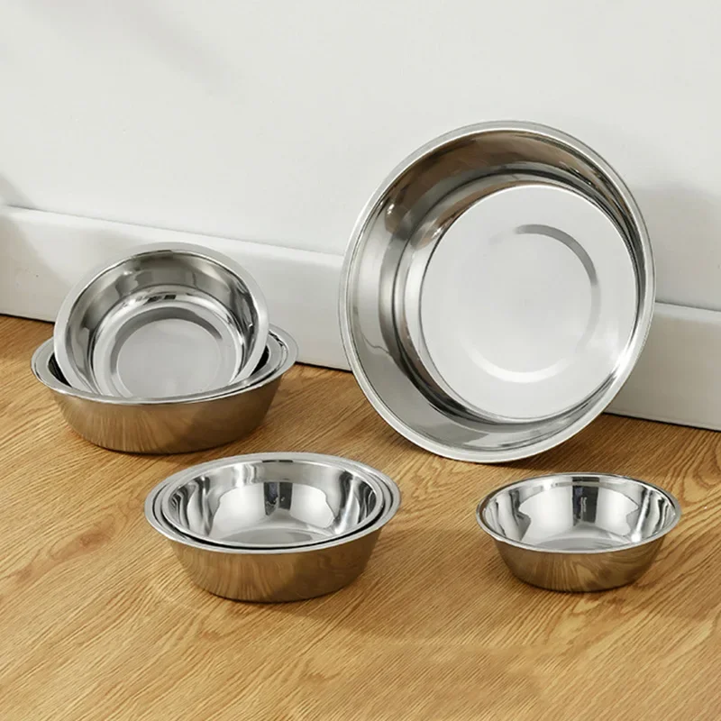 Durable Large Capacity Dog Bowl Stainless Steel Pet Feeding Bowl Cat and Dog Food Drinking Bowls Metal Feeder